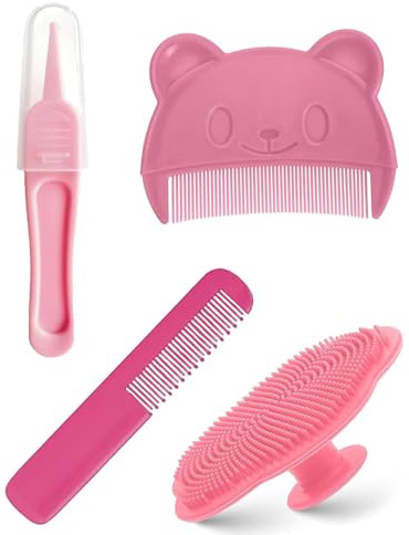 SCJJZ Peine Bebe,4 pcs Cepillo de Baño para Bebe Cepillo Costra Láctea Bebe Cepillo de Masaje de Silicona Peine de Masaje y Cepillo de Baño Apto Cepillo de Ducha Bebe para Recién Nacidos,Bebés