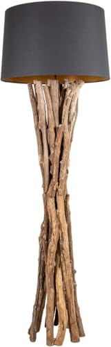 levandeo Stehlampe 150cm Holz Natur Lampe Schwarz Holzlampe Unikat Treibholz Leuchte Boho Handarbeit Stehleuchte