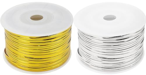 Veemoon 2 Rolls Metallic Twist Ties Gold Silver for Candy Bags Bread Bags Wrapping Durable Wire Ties for Baking Organizing Cables Party Supplies