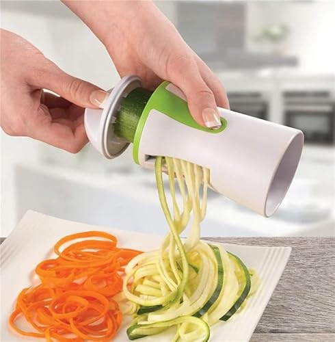 Cortador en espiral de verduras resistente, cortador en espiral y máquina de fideos de calabacín con cuchillas de acero inoxidable, rallador y triturador de verduras sin BPA para dieta cetogénica