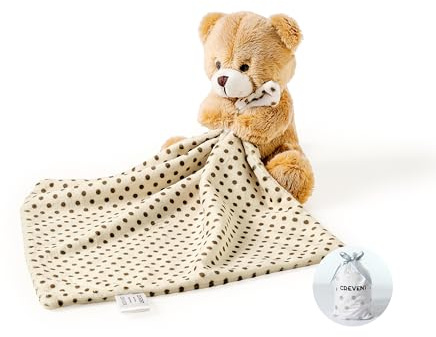 CREVENT Mjukt plyschdjuransikte babytäcke för pojkar och flickor, bra presenter till födelsedag baby shower – kramande björn brun