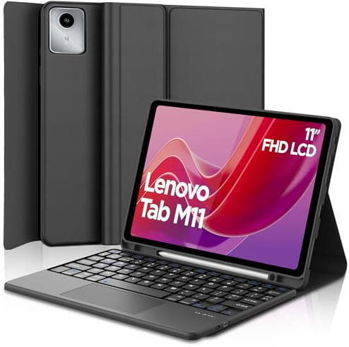Keyboard Case with Trackpad for Lenovo Tab M11 11, Wireless Detachable Bluetooth Keyboard with Touchpad and Stand Cover for Lenovo Tab M11 (TB330FU/TB330XU) 11 Inch 2024 Tablet, Black