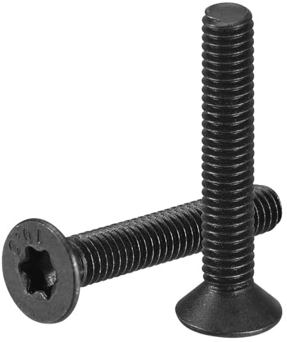 QUARKZMAN 80Stk Maschinenschrauben 10.9 Grad Schwarz Oxidiert Vollgewinde | M4-0.7 x 25mm Flache Torx Kopf, Senkkopf Torx Diebstahlsicherung, Kohlenstoffstahl