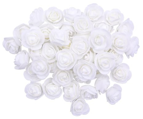 GIVBRO 100 pezzi Rose artificiali in schiuma, fiori finti, teste di rose in massa per lavori fai da te, bouquet da sposa, decorazioni per la casa 3,5 cm (bianco)