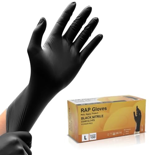 Black Nitrile Gloves L Pack of 100 | Heavy-Duty Disposable Gloves for Auto Repairs, Cleaning, Food Prep & Workshop Daily Use Disposable Gloves