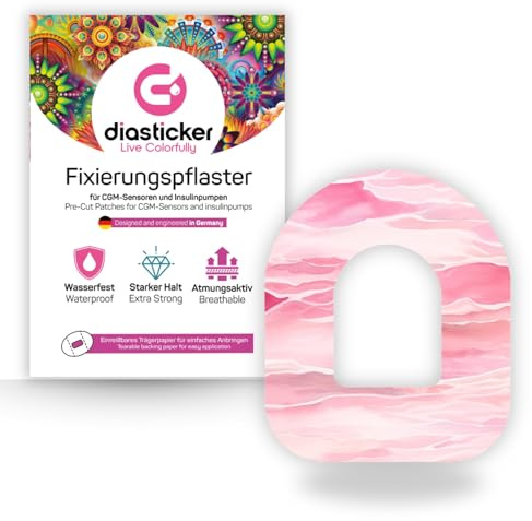 Diasticker | plåster för Omnipod (10 stycken, Berry Blush) | vattentät – hudvänlig – andas – starkt grepp | självhäftande fixeringsplåster, pod-fixering