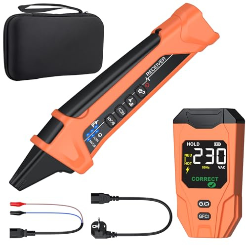 BOBOVAV Sicherungsfinder Set, Ortungsgerät Stromkreise mit Steckdosentester FI-/Verdrahtungstest, berührungsloser Spannungsprüfer mit Lampe, LCD-Display 230V NCV Phasenprüfer Leitungssuchgerät