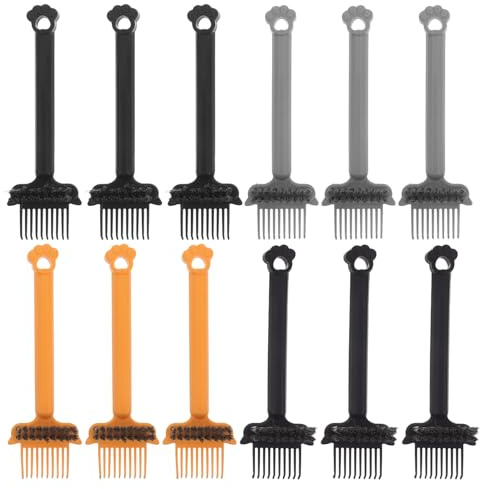 LRXIYODE Brosse Nettoyante pour Peigne 12 Pièces, Outil de Nettoyage Portable pour Cheveux, Mini Râteau Dissolvant Poussière, Kit 4 Couleurs pour Usage Domestique et Voyage