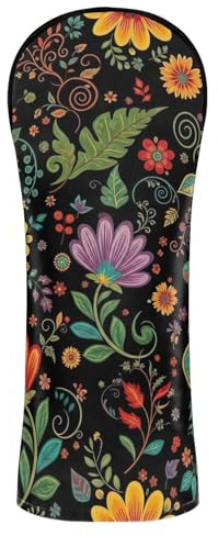 Copri mazza da golf vintage floreale nero per driver in legno ibrido in pelle PU con etichette numeriche per uomo donna