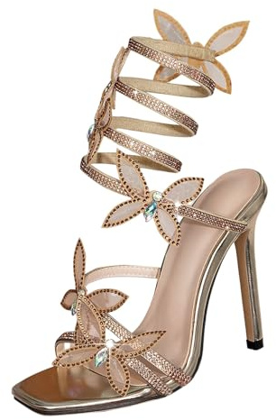 Pumps Women's Toe Heels for Women, Sexy 3 Inch Stiletto High Heels for Women, Elegant Slippers, Comfortable, Wide, Stretchy Heels, Knitted Ankle Boots with Open Pumps Glitter Women