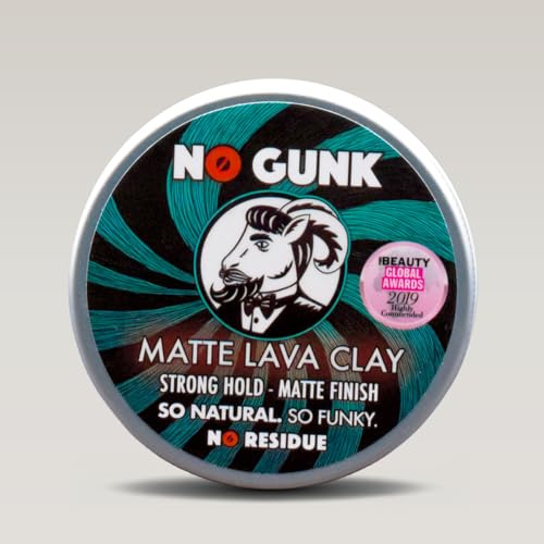 NO GUNK 100% Natürliche Matt Clay Haarwachs/Haarpaste - Starker Halt - Nur mit natürlichen und bio Inhaltsstoffen - Matte Lava Clay (Original, 50g)