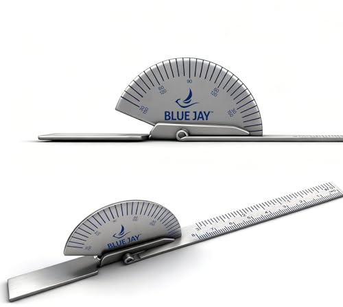 Blue Jay Stainless Steel Finger Goniometer Protractor, Joint Range of Motion Measure Tool for Occupational Therapy, Metal Orthopedic Device with 30 to 150 Degree Scales