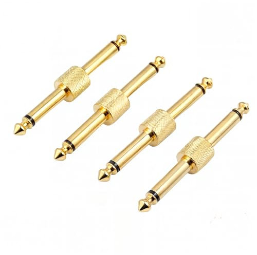 RHINORO 6.35mm 1/4'' Guitar Pedal Patch Connector Effect Pedal to Pedal Adapter Coupler For Pedalboard Instead of Patch Cable(4 pcs per bag)