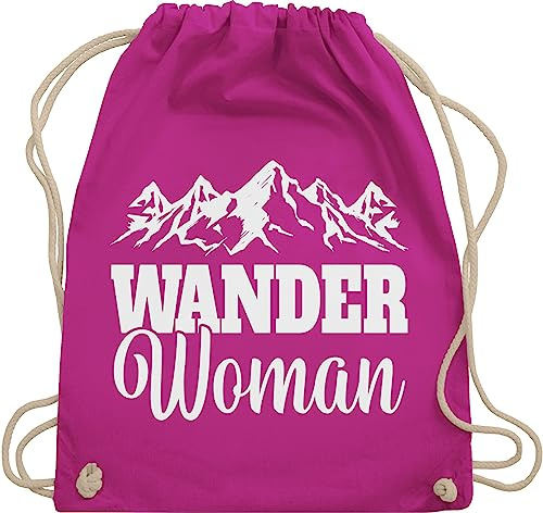 Turnbeutel Rucksack - Wander Woman - Unisize - Fuchsia - wandergeschenke sport berg beutel wandergeschenk berge stoffbeutel geschenke für wanderfreunde travel stoffrucksack wandergadges bergen