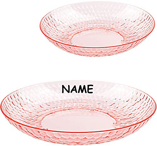 alles-meine.de GmbH Teller mit hohem Rand/Schale - Speiseteller - Ø 20,5 cm - rosa/pink/Rose - inkl. Name - Glas Optik - Kunststoff Plastik - mehrweg Erwachsene & Kinder - ..