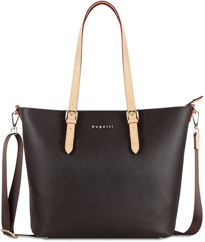 bugatti Ella großer Shopper bag-in-bag für Frauen, Damen-Handtasche Kunstleder, braun