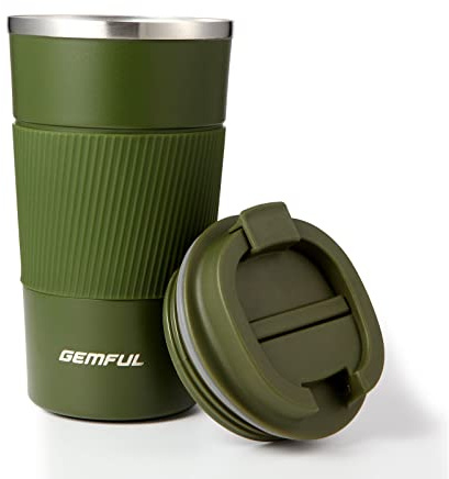 GEMFUL 510ml Mug Isotherme Café, Tasse de Voyage Inox Chaud/Froid