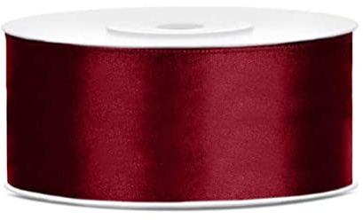 Satinband Dunkelrot 38mm x 25m Breites Geschenkband | Schleifenband Bordeaux / Weinrot für große Schleifen, Dekoband für Hochzeit, Weihnachten & Eventdeko – reißfest, 25 Meter
