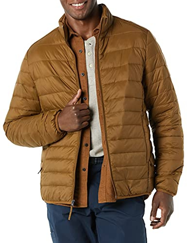 Amazon Essentials Herren Verstaubare, Leichte, Wasserabweisende Pufferjacke (Erhältlich In Big & Tall), Hellbraun, XXL
