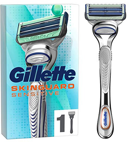 Gillette SkinGuard Sensitive Nassrasierer Herren, Rasierer + 1 Rasierklinge mit Hautschutz, Geschenk Männer