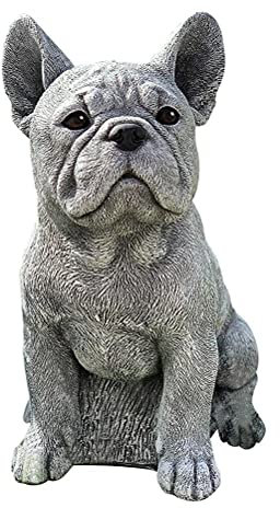 GDZTBS Chien Statue Jardin Ornement Réaliste Résine Animal Sculpture Réaliste Bouledogue Français Polyrésine Statue pour Décoration Extérieure Chien, Amant