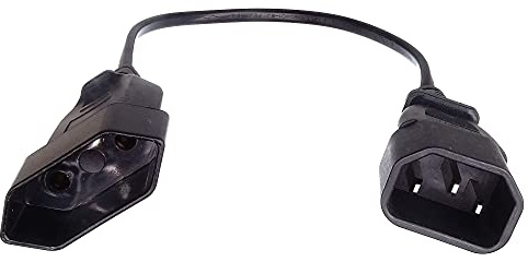 USV-Kabel: Kaltgerätestecker C14 auf Flachstecker-Buchse. 30cm. schwarz.