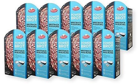 BIELMEIER KÜCHENMEISTER Brotbackmischung Powerbrot 10 x 300 g I Brotbackmischungen für Brotbackautomat & Ofen I Brot mit Backmischung einfach gemacht
