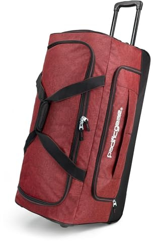 Pacific Gear Borsone con ruote, Rosso, 76.20 cm, Pacific Gear Borsa da viaggio con ruote, 76,2 cm, borsa da hockey, resistente