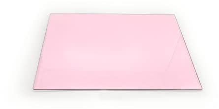 Clear Glass Chopping Board with Pastel Pink Print - Size 40cm x 30cm - Non Slip Glass Worktop Savers for Kitchen - Great Worktop Protector for Any Food prep