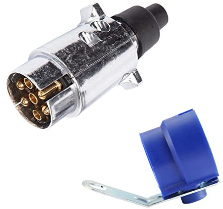 ETUKER Prise Remorque 7 Broches Fiche Attelage 7 Pin Mâl avec Support de Prise remorque, connecteur de Prise de remorquage de remorque 12V 7 Broches, pour Voiture, Caravane, Porte-vélo