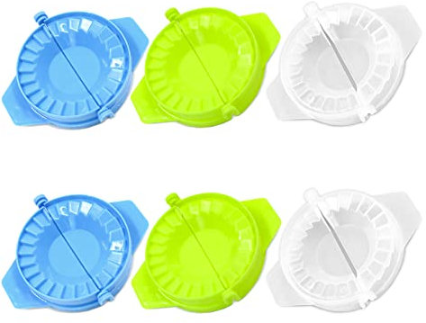 6 Stück Multifunktionaler Teigtaschenmacher, manuelle Empanada-Presse, waschbare Gebäckkuchen-Teigpresse, Set, Teigtaschenverpackung, Pierogi-Presse für Ravioli, Umsatz (blau, grün, transparent)