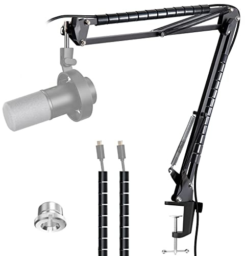 YOUSHARES Microphone Boom Arm Stand for FIFINE K688, AM8, A6T, T669, Shure SM7B/MV7+/MV6, Adjustable Scissor Arm with Cable Management