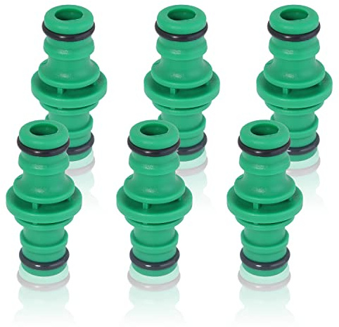 6Pcs Double Male Hose Connector, Green Hose Pipe Connector Set Male to Male Garden Hose Connector for Garden Hose Tap