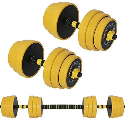 BAKAJI Set 2 in 1 verstellbare Lenker mit Langhantelstange Gewicht 25 kg (4 x 2,5 kg + 4 x 2 kg + 4 x 1,5 kg), Beschichtung aus Gummi, rostfrei, rutschfest, Fitnessstudio, Rehabilitation