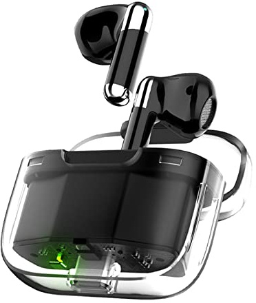 Sprachübersetzer-Ohrhörer, Bluetooth 5.3 Zwei-Wege-Übersetzergerät, 144 Sprachen Sprachübersetzungsgerät mit APP, Touch-Modus, Transparentes Gehäuse