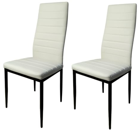 HOME DESIGN & CONFORT Pack de 2 Sillas de Comedor Tapizadas - Sillas Cocina Tapizadas - Sillas Comedor Pack (White, 2)