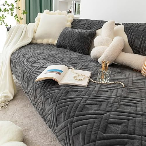 WYJHNLBEDC Sofa/Couch überzug/Sofabezug/überwurfdecke, Sofaschutz Decke | Warmer Super Weicher Samt Sofaschoner Decken rutschfest, L/U Form/Ecksofa 3/2/1 Sitzer, Sofaschutz Hund Kratzschutz Katze