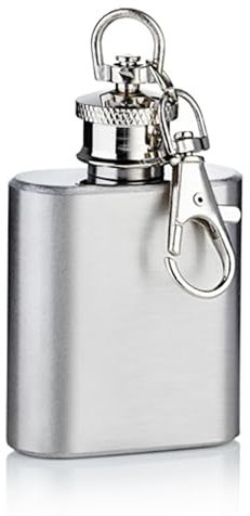Stainless Steel Hip Flask Keyring 1 oz / 30ml Mini Gift Idea for Him
