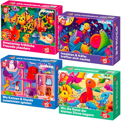 Puzzle ab 3 4 Jahre - Rahmenpuzzle Spiele für Kinder | 4x30 Teile Puzzle - Haustiere-Lernspielzeug für Kinder von 4 5 Jahren – Spiele für Jungen & Mädchen