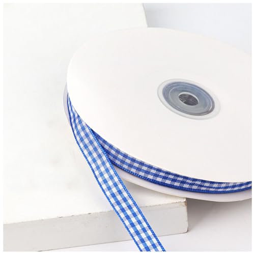 Wisafory Kariertes Band 45 m Vichy Geschenkband Dekoband Schleifenband Gingham-Band Karo Stoffband Karoband Bastelband für Geschenk Verpacken Party Dekoration Bastelarbeiten Blau 25mm