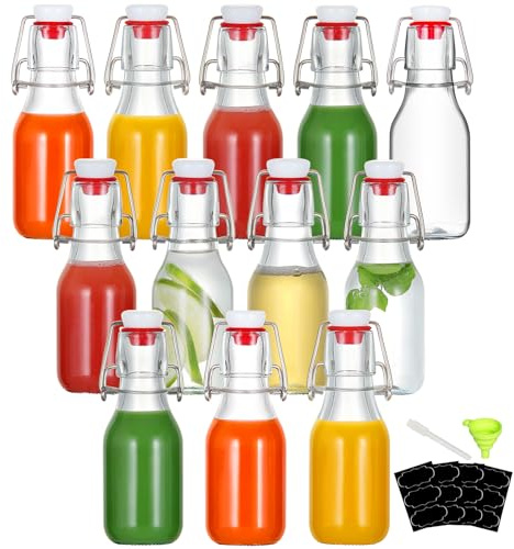 YEBODA 12 Pack 4oz Swing Top Glass Bottles,Small Flip Top Glass bottles with airtight Caps for Home Brewing,Kombucha,2nd Fermentation,Kefir,Beverages,Soda,Oils,Vinegar,Limoncello,Vanilla extract