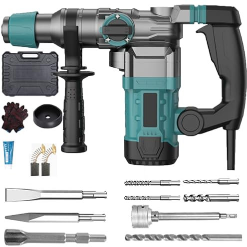 LFYLCDJJ Martello demolitore Rotante 220 V, Martello Elettrico 3 in 1, Trapano a percussione 1200 W, Martello scalpellatore per calcestruzzo e muratura, 3900 al Minuto Viene Fornito con Custodia per.