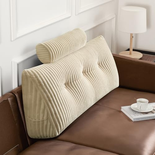 Z-hom Großes Keil-Rückenkissen, Kopfteil, dreieckige Auflage, Lesekissen, Lendenwirbelstützkissen, Taillen-Rückenlehne, weiches Sofa, Tagesbett, Positionierungsrolle (Creme, 100 cm)