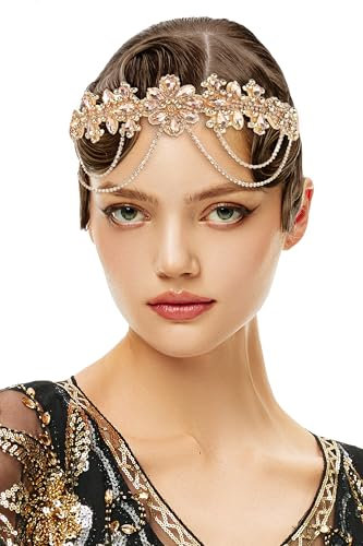 BABEYOND 1920-talet Gatsby Flapper hårband, 20-tals strass kostym hårsmycke, Charleston tillbehör damer huvudbonad pannband
