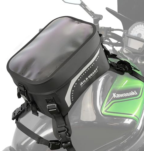 WILD HEART Borsa per la prenotazione del motociclo completamente impermeabile, universale di grande capacità 8l (coperchio trasparente nero)