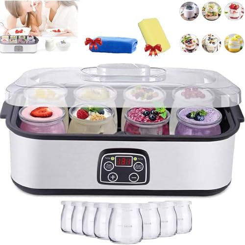 Yogurtiera, Yogurtiera Probiotica con Controllo della Temperatura e del Tempo Regolabili, Yogurtiera Multifunzione in Acciaio Inossidabile da 1400 ML, Regalo Sano for San Valentino for Uomini e Donne
