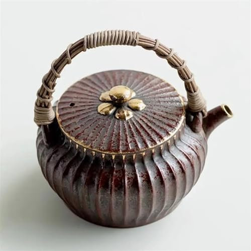 Teekannen und Kaffeegeschirr Reise-Teeset Teeservice Geschenk Alte Stein-Schlamm-Rost-Rot-Teekanne Handgefertigte Weinreben-Webkanne Chrysanthemen-Blütenblatt-Teekanne Zen-Teekessel 460 Ml Teeservice