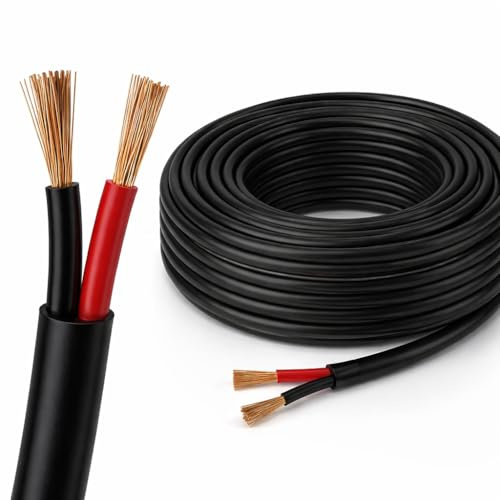 BMF DIRECT Automotive Round Twin 2 Core Cable 12V/24V Thin Wall Wire for Auto Boat 25Amp, 2mm² (5M Coil)