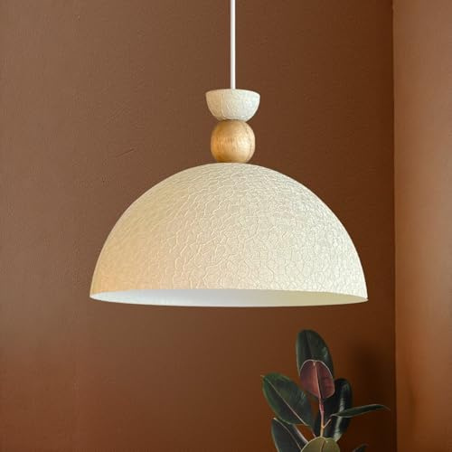 bamyum Yimpi Küchenlampe Hängend Vintage Ø30 cm, Lampenschirm Hängelampe Esstisch Küche, Pendelleuchte Wohnzimmer, Weiß