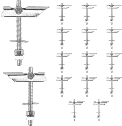 Taco Basculante de Acero Carbono, 16pcs M6 x 100mm Tacos De Palanca De Alta Resistencia, Tacos Plegables con Disco y Tuerca, Pernos de Palanca Anclajes para Paneles de Yeso, para Pared Hueca, Techo